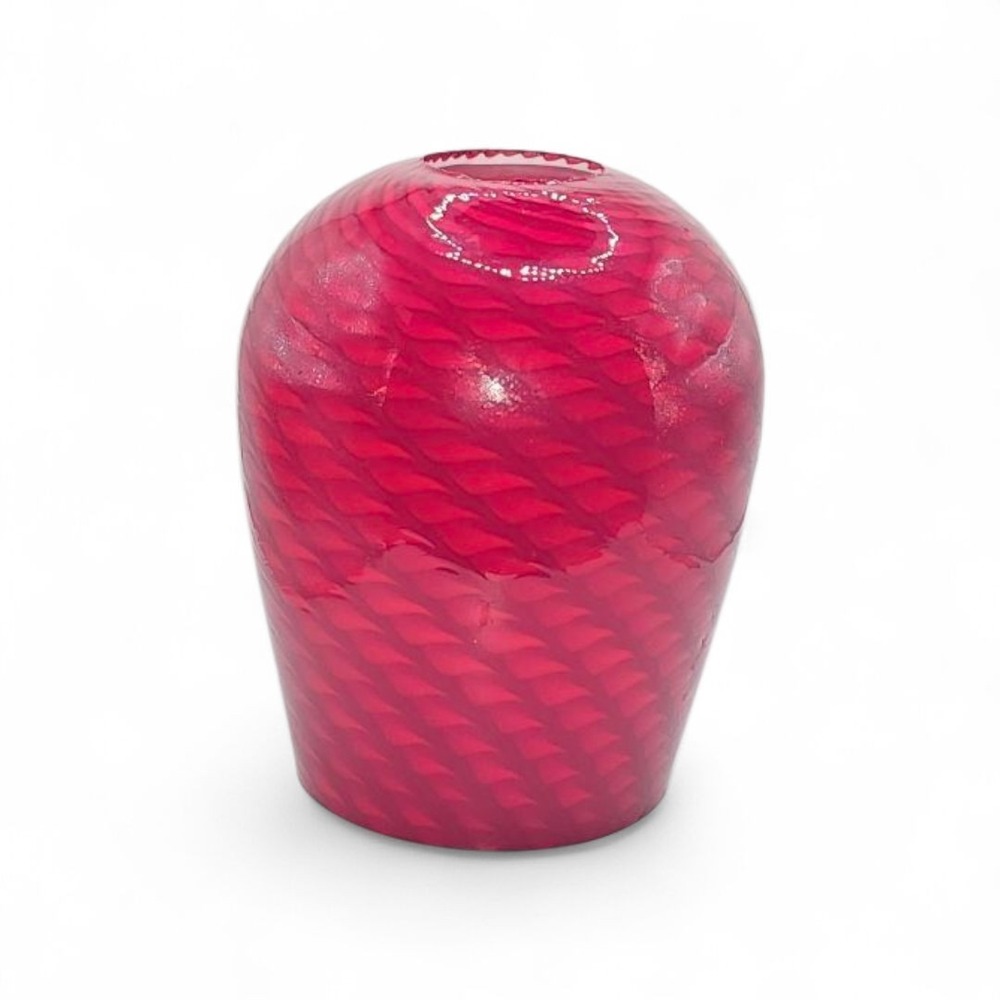 Red Swirl Fishscale Murano Style Art Glass Lamp Hurricane Shade 6" H 1.5" Fitter